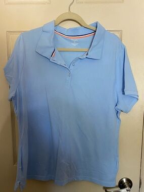 French Toast Light Blue Button-Down Polo Shirt